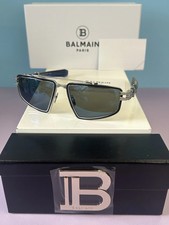 AUTHENTIC BALMAIN PARIS  BPS-139C 59mm  TITAN SUNGLASSES SILVER & BLUE SWIRL NEW picture