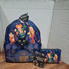 Loungefly Disney Hocus Pocus Sanderson Sisters Graveyard Mini Backpack & Wallet picture