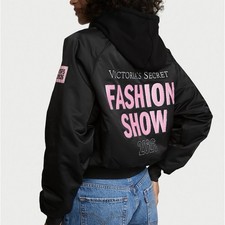 VS Fashion Show 2026 LIMITED EDITION Black Bling Luxe Satin Bomber Jacket XS-XL picture