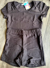 Pop The Look Charcoal Grey  Gym /Leisure Shorts Set Size M/L approx 10/12  Bnwt picture