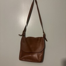 VTG Coach Whitney 4115 RARE Made In Italy British Tan Leather Crossbody Flap Bag picture