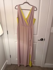 BCBGMAXAZRIA Size 12 Blush Maxi Dress with Yellow Accent NWT picture