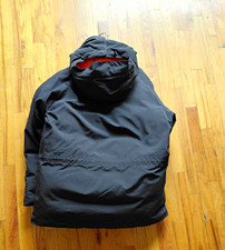 Men's Black Down Insulated Puffer Parka Full Zip Stand-Up Collar Pockets L picture
