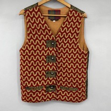 Vtg Jo Sheffield Chevron Knit Metallic Back Vest Womens M England Art to Wear picture