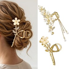 2 Pcs Large Gold Claw Clip for Thick Hair 4.5 In Fancy Hair Clips for Women Non picture