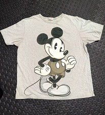 Vintage 90s Disney Store Mickey Mouse Adult Graphic T-Shirt Gray/Black Size L picture
