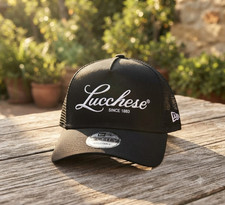 Lucchese Since 1883 Embroidered Logo Black Adjustable Mesh Trucker Hat picture