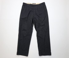 Vtg 30s 40s Rockabilly Men 34x29 Heavy Wool Rayon Gabardine Pants USA Button Fly picture