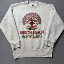 Vintage Fruit Of The Loom Sweatshirt Mens Medium Gray Fleece Graphic Print USA picture