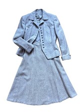 Vintage 1940s Lavender Grey Mélange Wool Two-Piece Skirt Suit picture