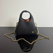 Coach CCY32 Lana Shoulder Bag 19 Handbag Polished Pebble Leather/Fabric Black picture