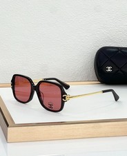 CHANEL CH3516 Black Square Sunglasses Pink Lenses Gold CC Logo 53-17-140 picture