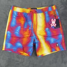 Psycho Bunny Swim Trunks Mens Medium Lined Montgomery Print Tie Dye Bold Shorts picture