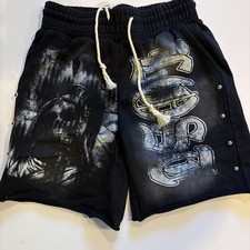Lost Intricacy Liberty Sweat Shorts Grey Scale Rhinestone Black Medium NWT picture