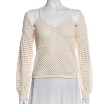 LAgence Open Knit Ivory Sweater 60% Cotton 40% Polyester L/S Size L (P1093) picture