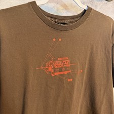 Vintage Upper Playground T Shirt Mens Medium Brown Bus Skate Y2K picture