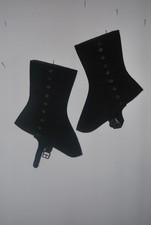 perfect condition set of black wool 1900s spats with buckles and buttons picture