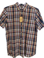 NWT Men’s Indian Madras Plaid Cremieux Men’s Short Sleeve Button Up Size L picture