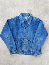 70s True Vintage Perfect Fade Contour S Blue Denim Jacket Collar Distressed picture