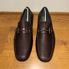Salvatore Ferragamo Men’s Brown Leather Parigi Gancini Loafers US 11 D NWD picture