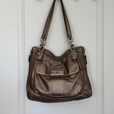Authentic Coach Kristin Metallic Bronze Leather Hobo Bag 18809 picture
