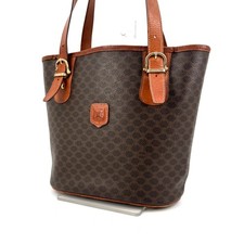 CELINE Macadam Shoulder Bag Tote Bag MC96 Brown Leather Made In ITALY Authentic picture