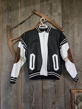 Rare Vintage MICHAEL HOBAN WHEREMI Basketball Court 1991 Leather Jacket 90s SZ L picture