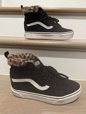 Vans Sk8-Hi MTE Black Suede Leopard Faux Fur High Top Size 7M/ 8.5W Unisex picture