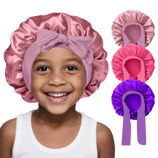 3 Pcs Kids Silk Bonnet for Sleeping-Baby Kids Satin Hair Bonnet for Curly Hair picture