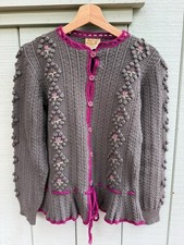 vintage Edina & Lena pure wool Made in England hand knit sweater 80s Small picture