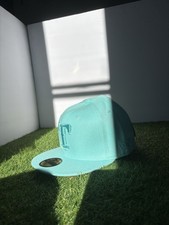 New Era 59FIFTY Teal Fitted Baseball Cap Hat Men’s 7 3/8 Solid Twill picture