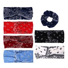 7pcs Women's Twist Knotted Stretch Headband Wide Hair Band Set for Yoga Fitness picture