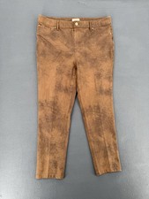 Chico's Women's Size 1.5/10 Brown Faux Suede Distressed Stretch Pants picture