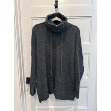 Pol Anthropologie Womens Medium Gray Fuzzy Knit Turtleneck Drawstring Sweater picture