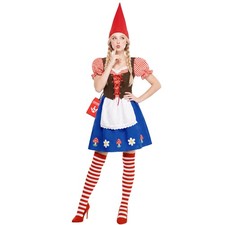 Women`s Garden Gnome Costume Adult Funny Mrs Gnome Dress & Hat Socks S - XXL picture