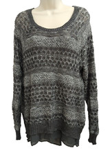 Maurices Womens Long Sleeve Round Neck Pullover Sweater Sweatshirt Black Gray XL picture