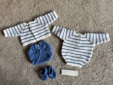 Sirdar Hand Knitted 3pc Striped Set  for newborn or reborn baby doll picture