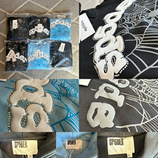 SP5DER Spiderweb Graphic Print Pullover Cotton Hoodie, Multicolor, M-XL picture