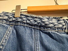 FRAME Women's Blue Light Wash High Rise Braided Waist Wide-Leg Jeans Pockets picture