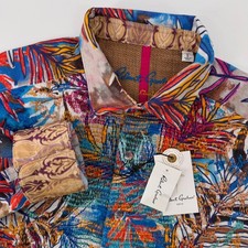 Robert Graham Button Down Mens L Multi Kingpin Louie Limited Edition Embroidered picture