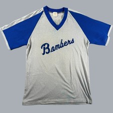 Dodger Vintage 70s 80s Mesh Baseball Shirt Small Blue V-Neck USA Made picture