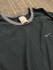 Vintage Y2K 2000s Nike Mini Swoosh Long Sleeve Shirt XL Black Grey Collar picture