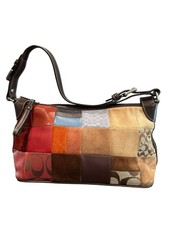 Vintage Y2K Coach 8J97 patchwork suede mini shoulder bag signature monogram picture