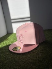 New Era Pink Fitted 59FIFTY 6 Panel Baseball Cap Hat Men’s 7 3/8 picture