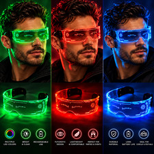 LOT OF 36 Pairs LED Cyberpunk Visor Glasses Wholesale Bulk - $350 TOTAL picture