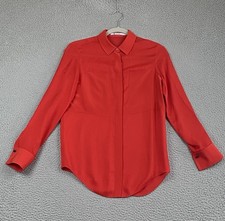 T by Alexander Wang Hidden Button Front Blouse XS Red Chinese Frog Knot Cuffs picture