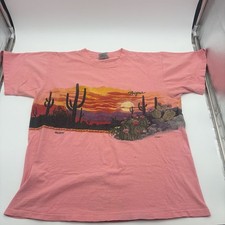 Vintage 1989 San Segal Arizona Desert Cactus Sunset Graphic T-Shirt Oneita XL picture