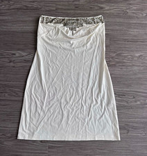 Plein Sud Y2K Women's Designer White Studded Straight Knee Length Skirt Size S picture