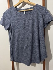 Lululemon Swiftly Tech Short Sleeve Top Size 10 Blue heathered cotton & lycra picture