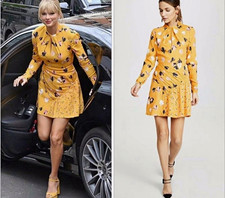self-portrait Women's 6 Yellow Floral Mini Dress Taylor Swift Sz 4 picture